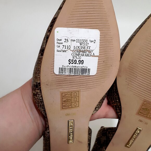 LOUISE ET CIE d'Orsay Ballerina Flats with Ankle Wrap in Metallic Snakeskin - Picture 11 of 11